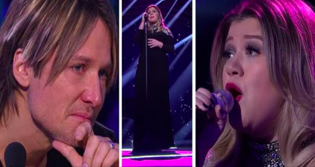 Kelly Clarkson pours her heart out in song causing Keith Urban to break down